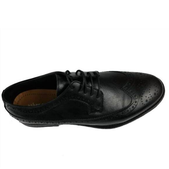 NEW ASHER GREEN men\'s premium leather lace-up oxford dress shoes in black